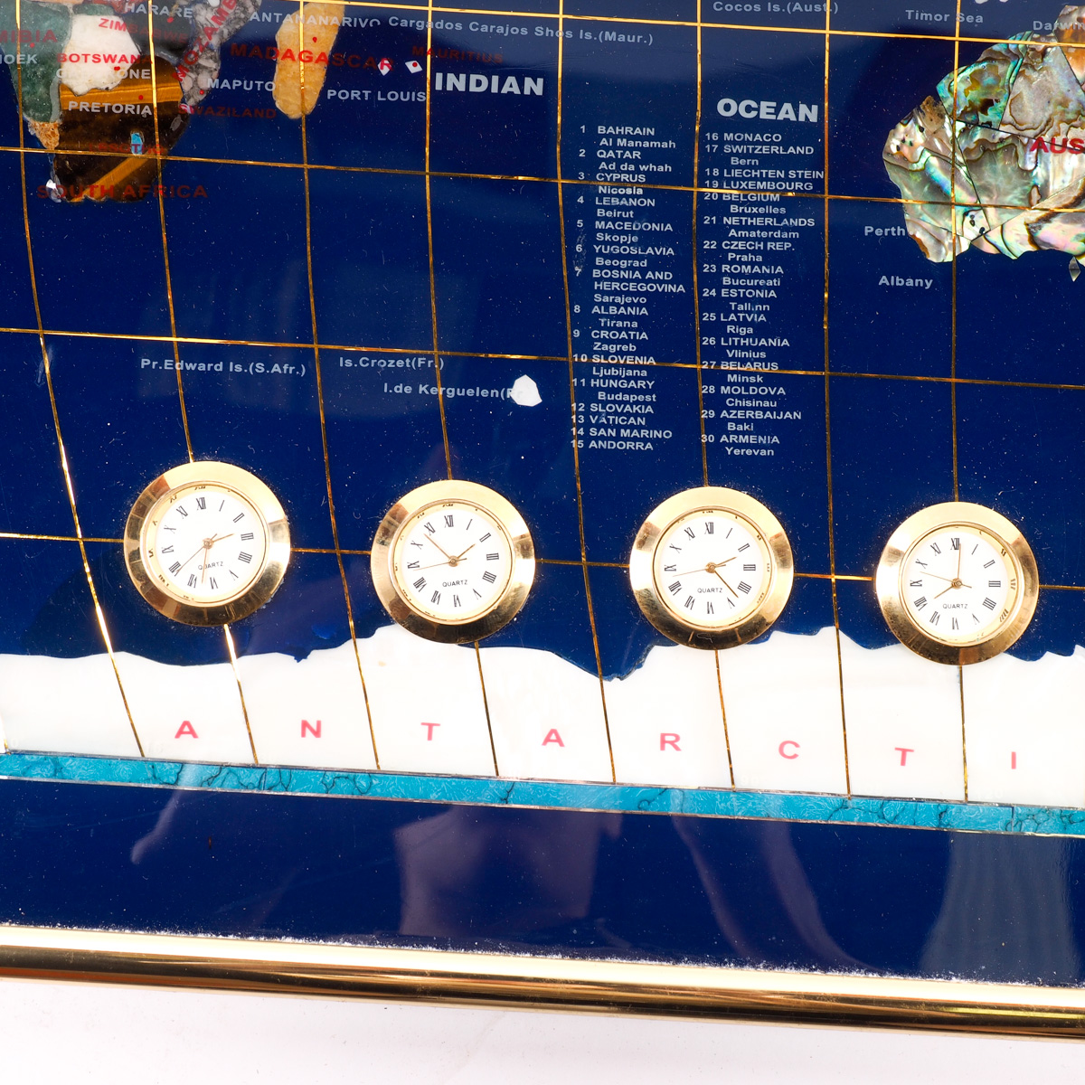 Inlaid Stone and Abalone Map Of the World