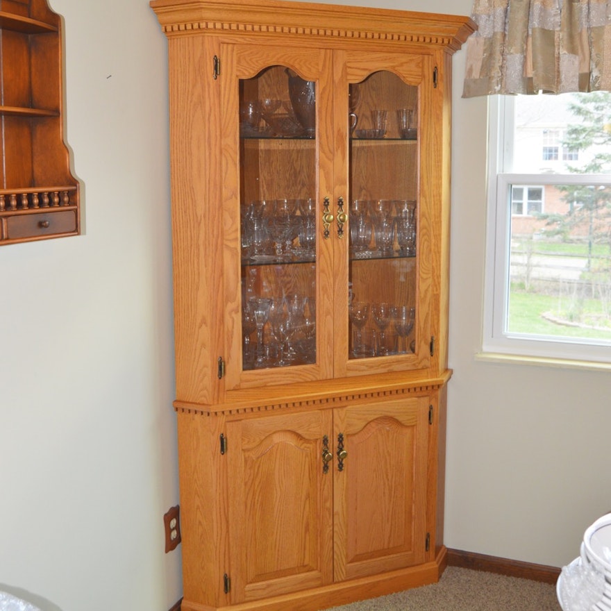 Amish Made Oak Corner Cabinet