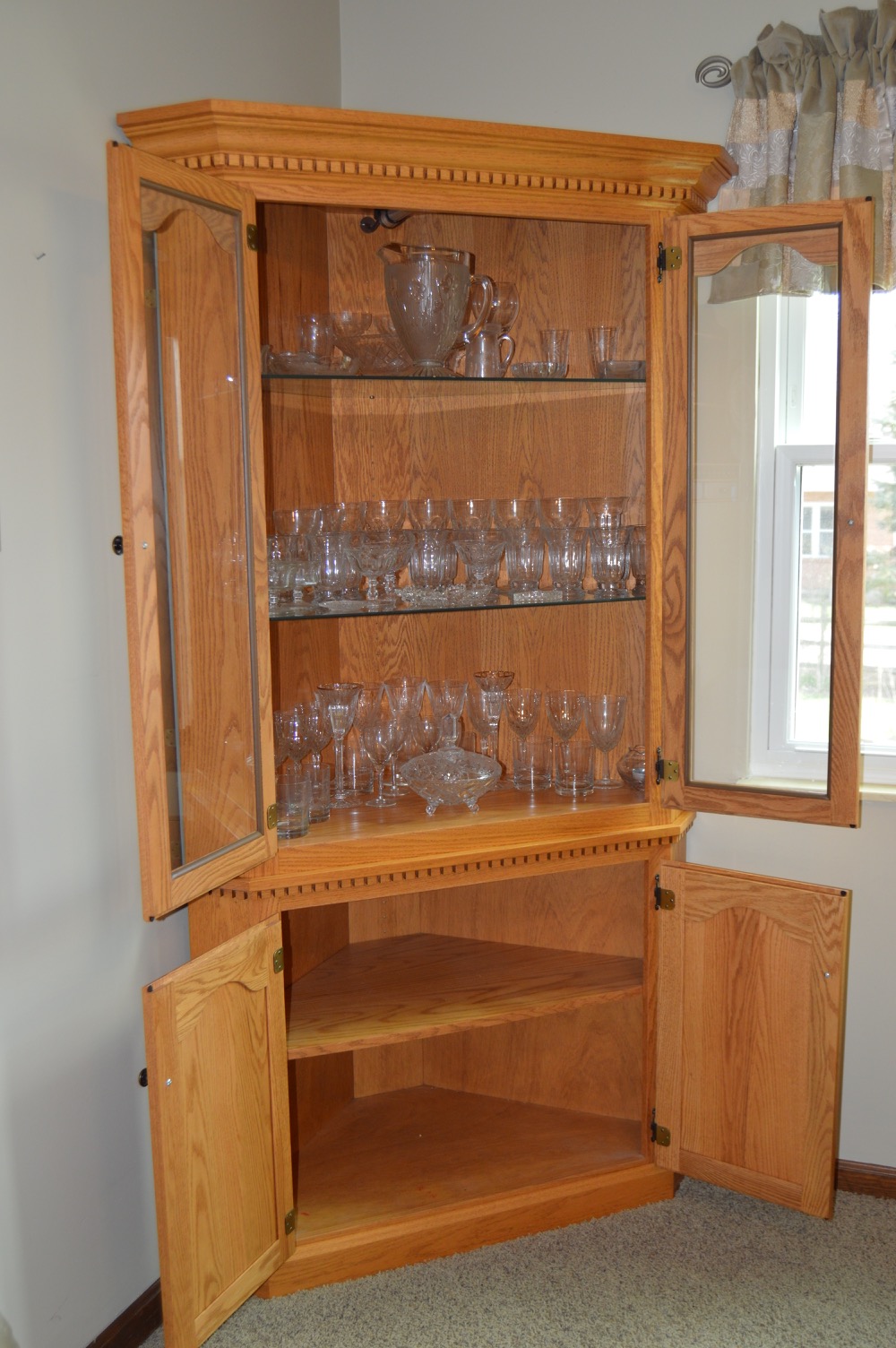 Amish Made Oak Corner Cabinet