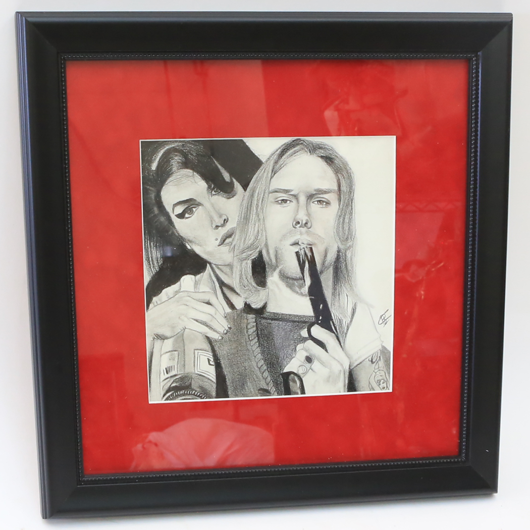 Original Charcoal Drawing of Amy Winehouse and Kurt Cobain