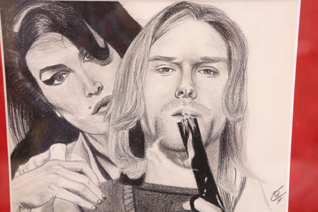 Original Charcoal Drawing of Amy Winehouse and Kurt Cobain