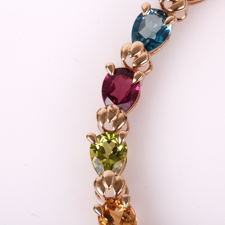 14K Yellow Gold and Multi-Stone Tennis Bracelet