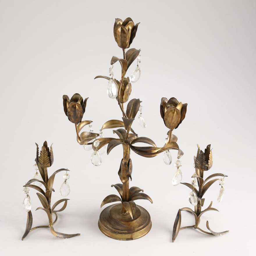Metal Art Floral Candle Holders