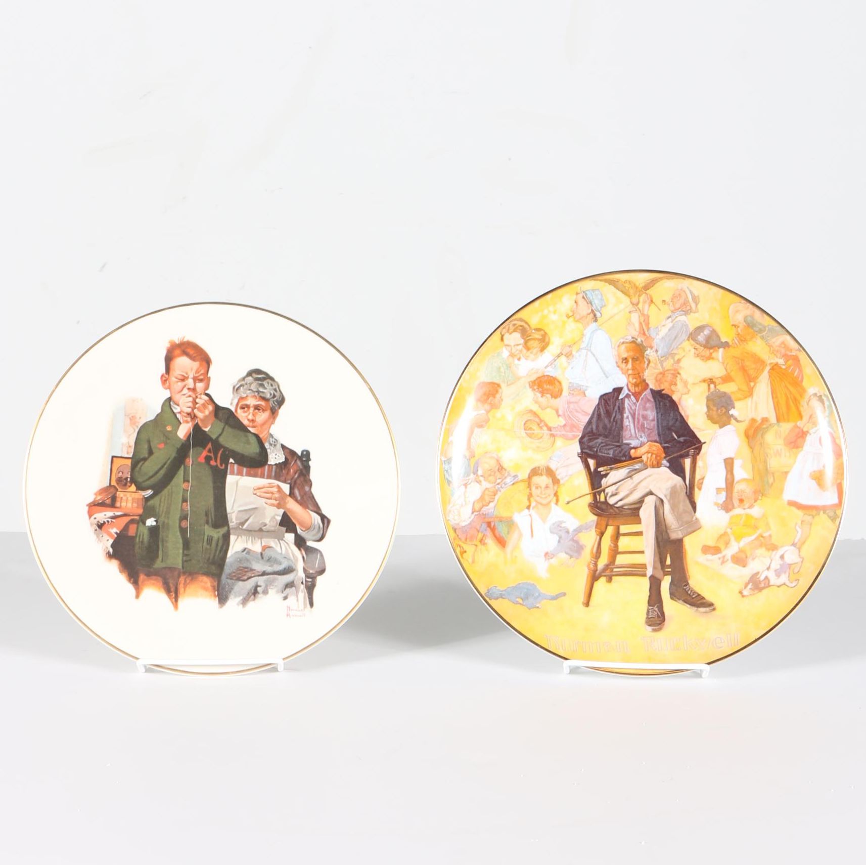 Vintage Pair of Norman Rockwell Plates
