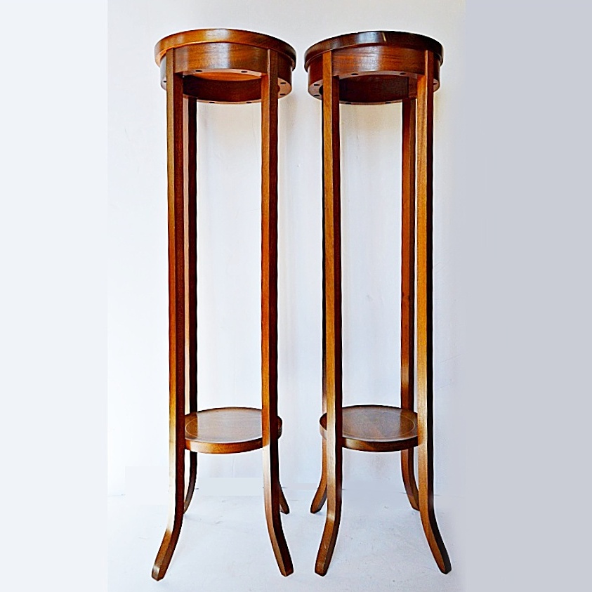 Pair of Neoclassic Style Cherry Pedestal Stands