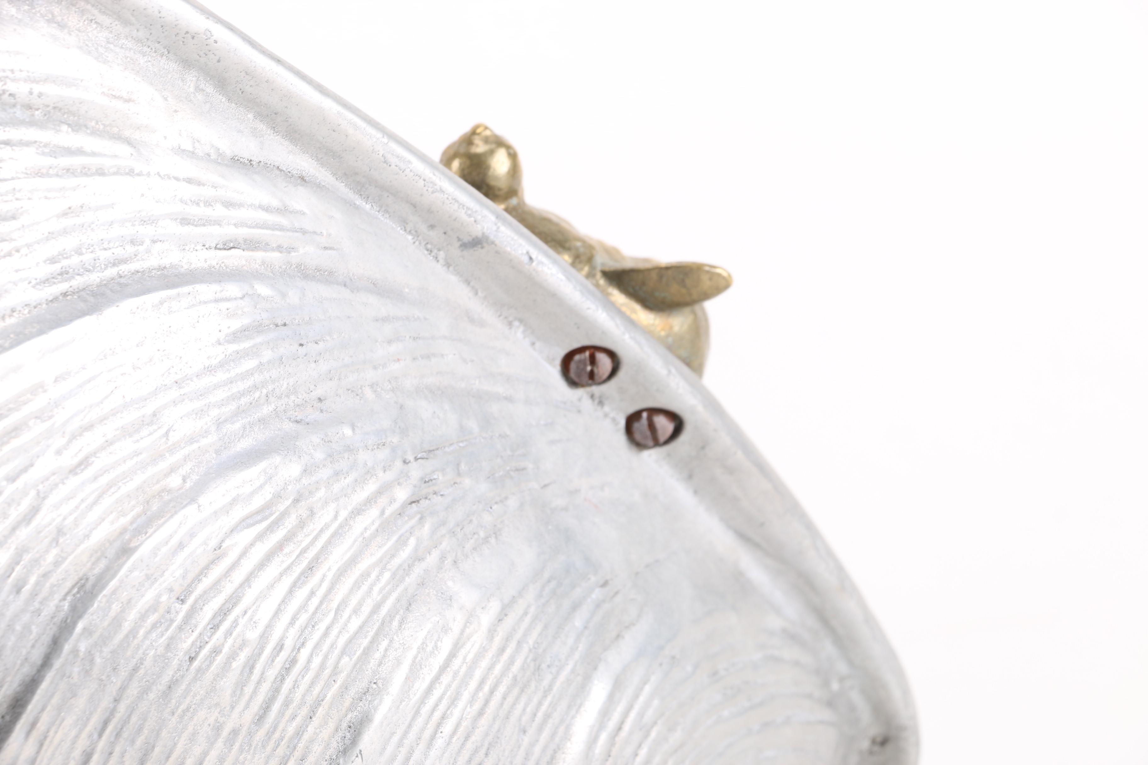 Metal Centerpiece Bowl With Koi and Dolphin Detail