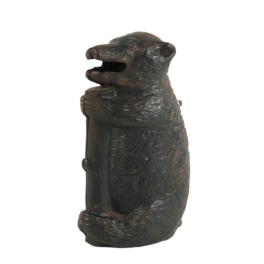 Cast Iron Figural Bear Bank