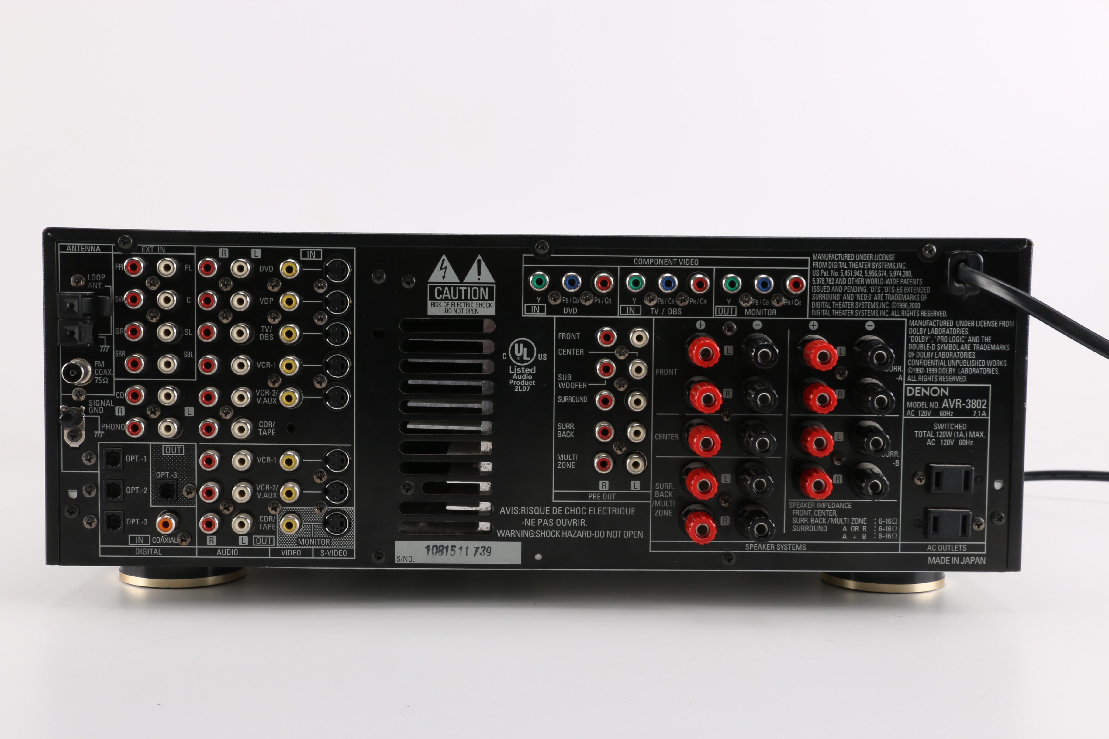 Denon AVR-3802 Surround Sound Stereo Receiver