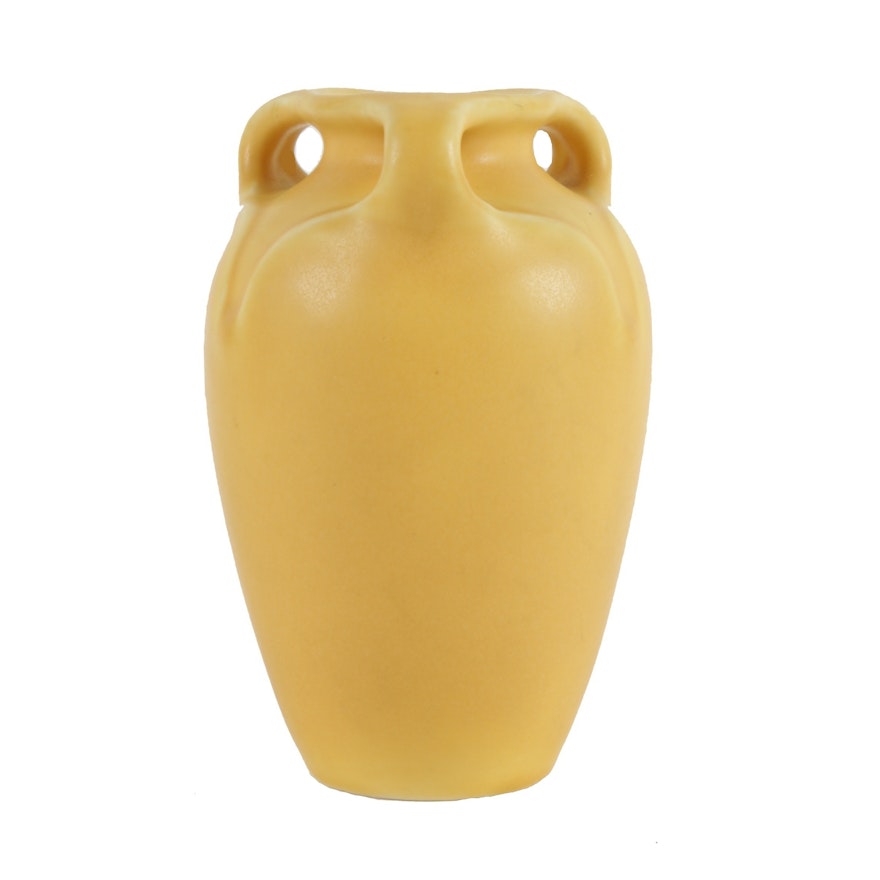 Rookwood Matte Yellow Vase With Three Handles
