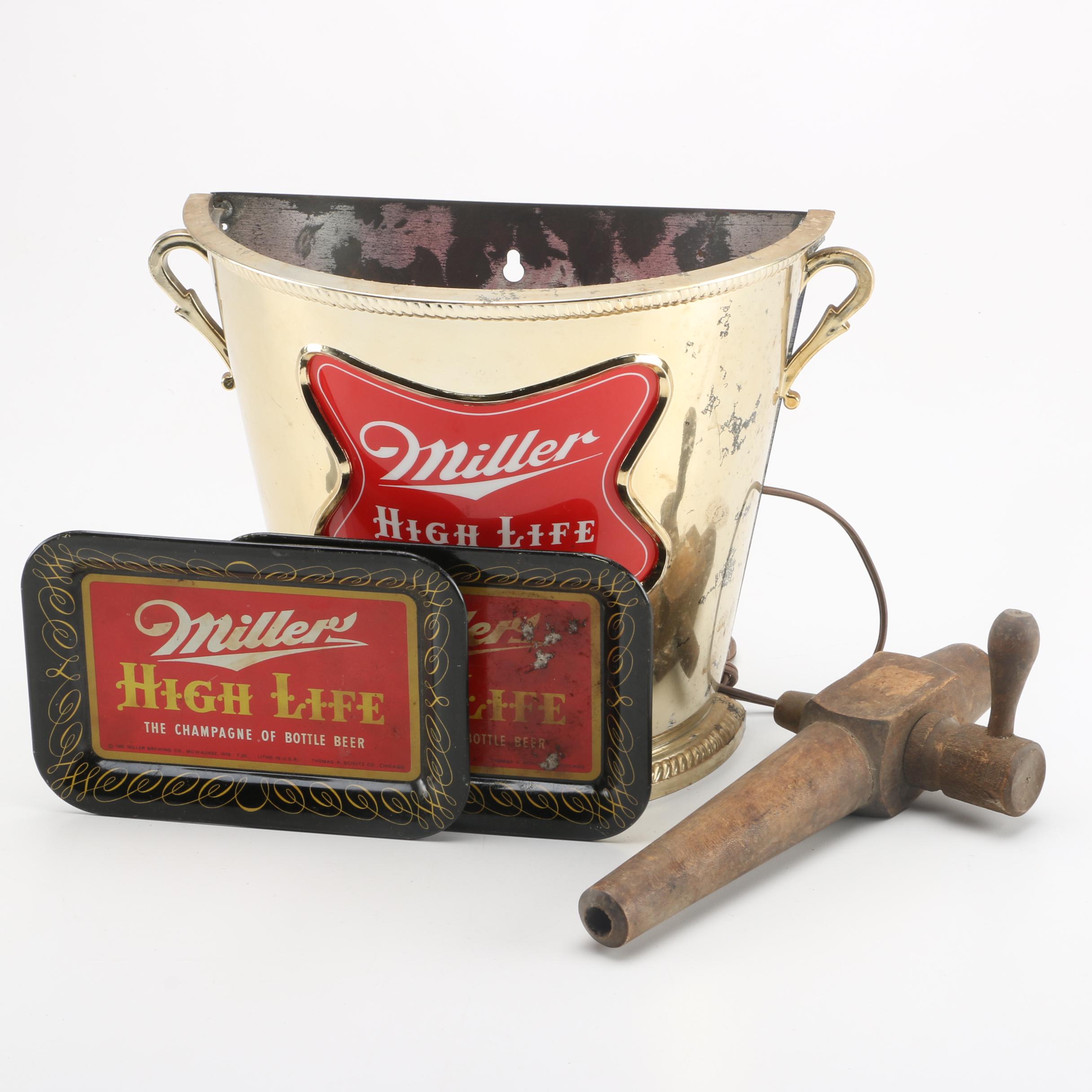 Miller High Life Sign And Trays