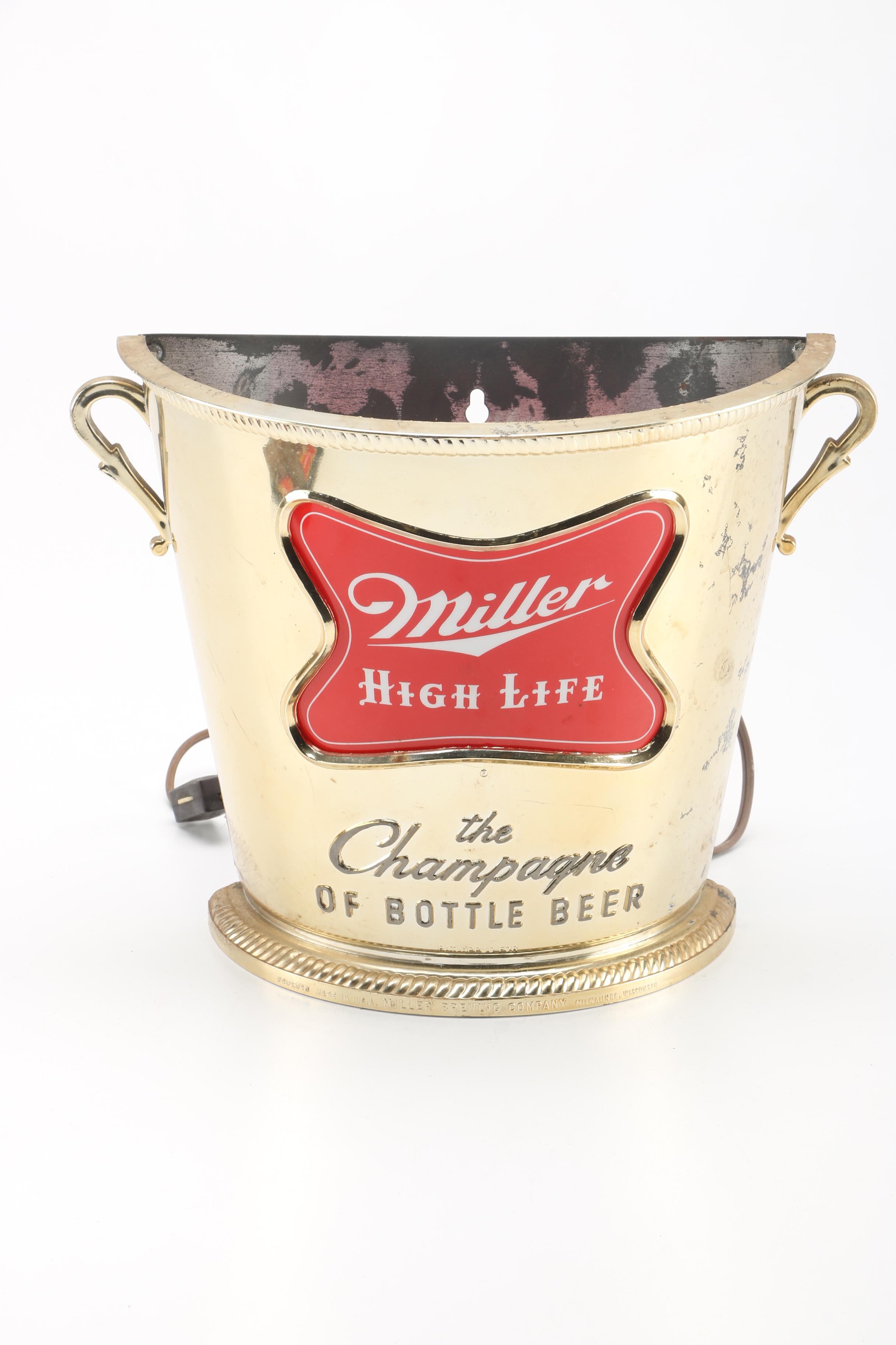 Miller High Life Sign And Trays