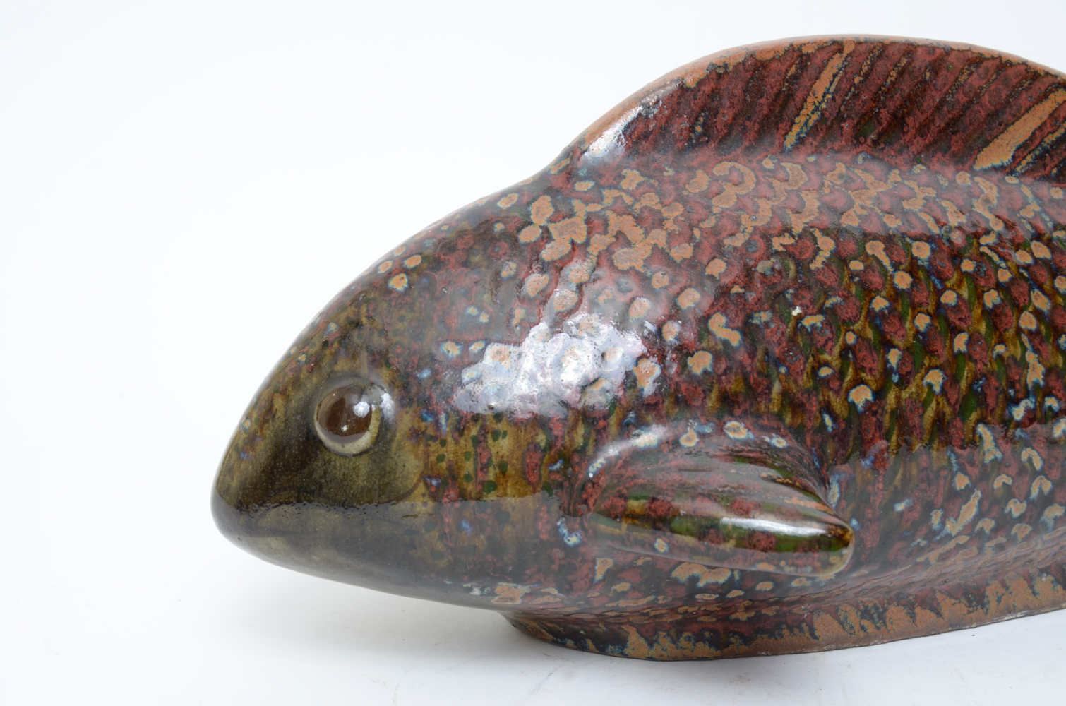 Signed Jorge Wilmot Mexican Stoneware Fish Sculpture
