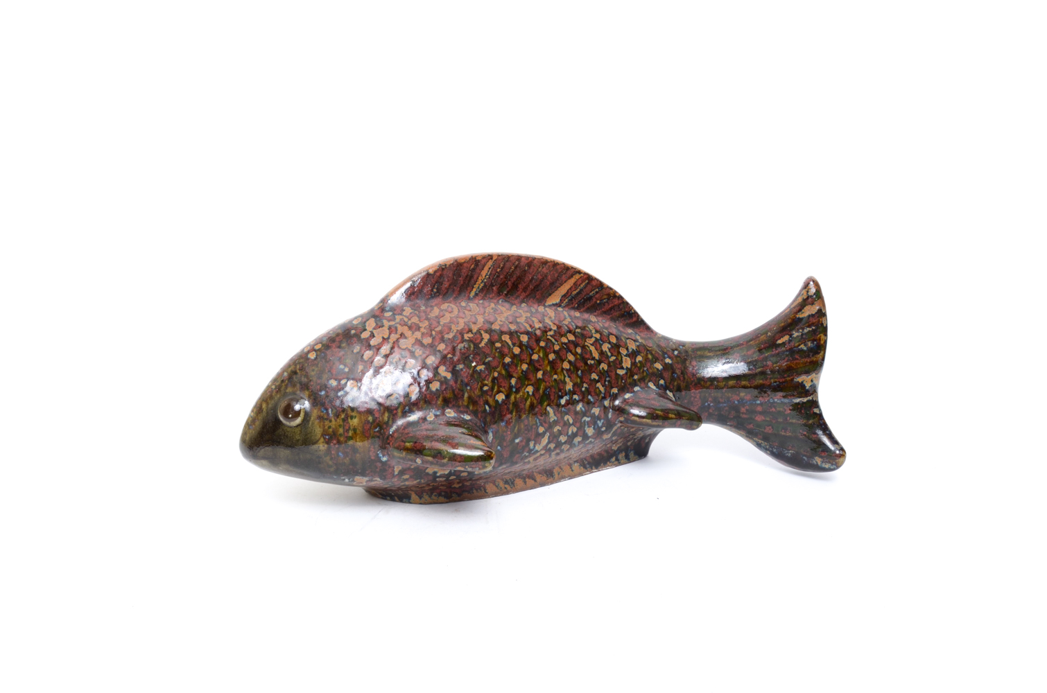 Signed Jorge Wilmot Mexican Stoneware Fish Sculpture