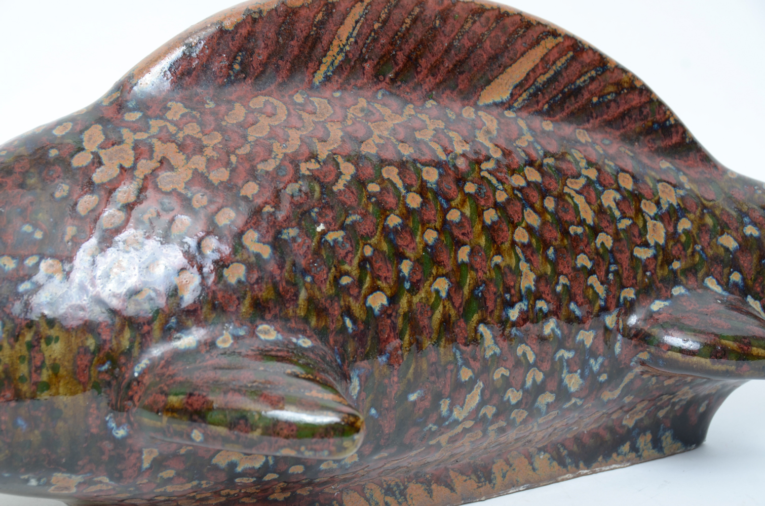 Signed Jorge Wilmot Mexican Stoneware Fish Sculpture