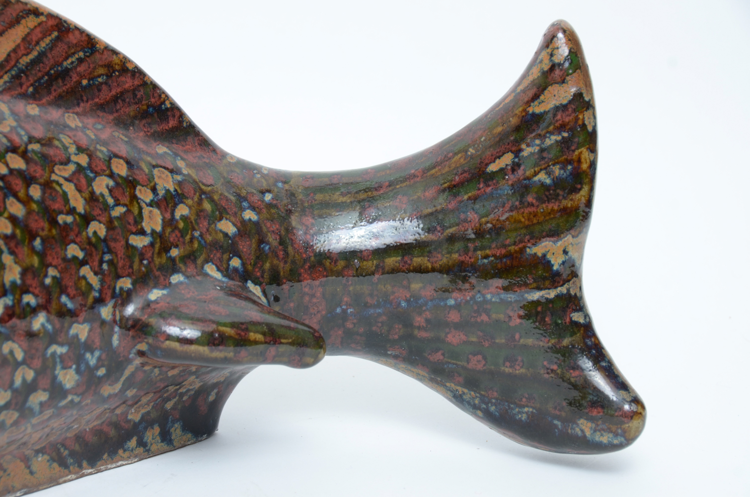Signed Jorge Wilmot Mexican Stoneware Fish Sculpture