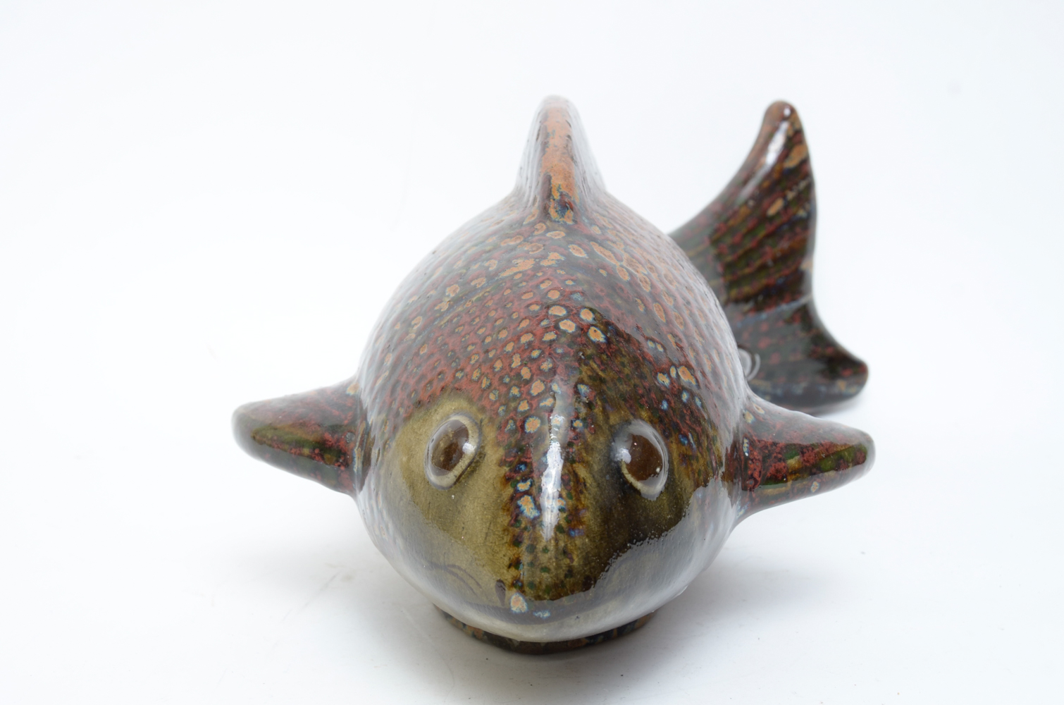 Signed Jorge Wilmot Mexican Stoneware Fish Sculpture