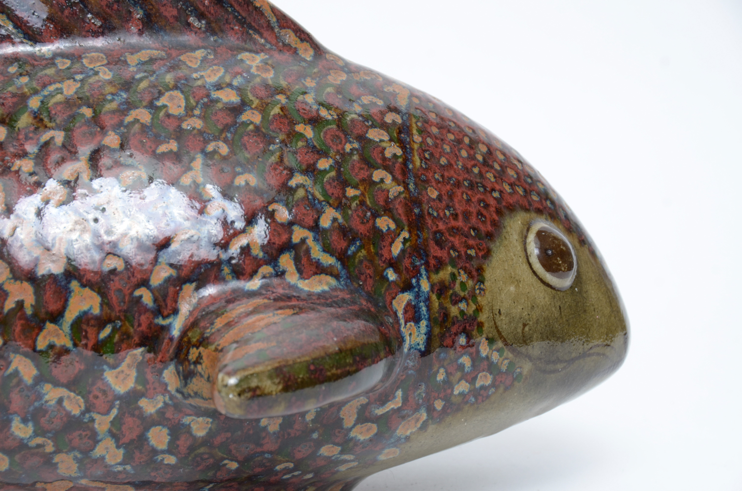 Signed Jorge Wilmot Mexican Stoneware Fish Sculpture