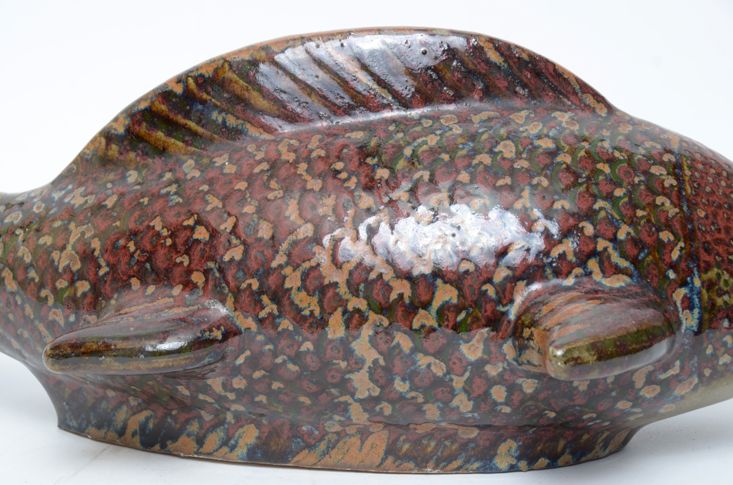 Signed Jorge Wilmot Mexican Stoneware Fish Sculpture