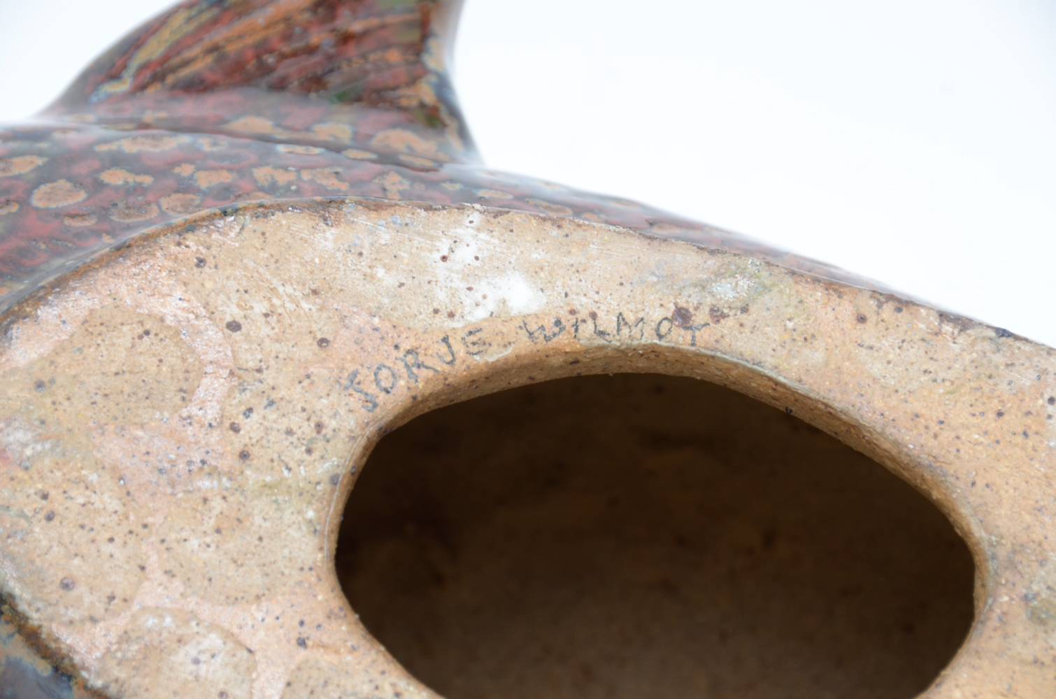 Signed Jorge Wilmot Mexican Stoneware Fish Sculpture