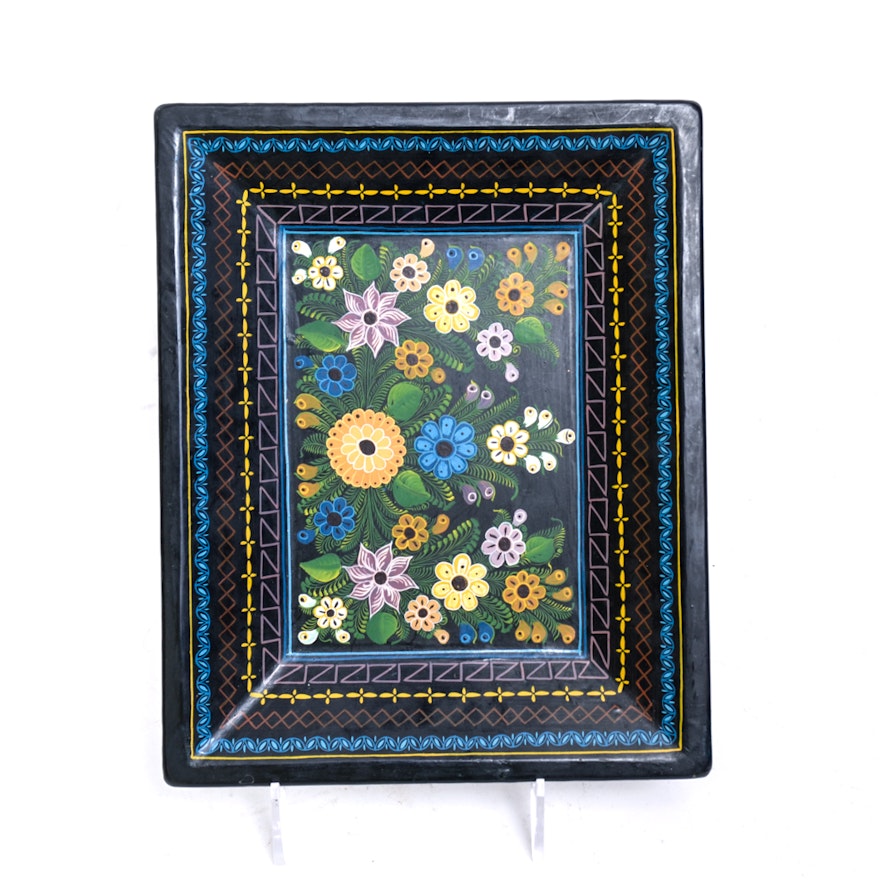 Hand Painted Mexican Batea Tray
