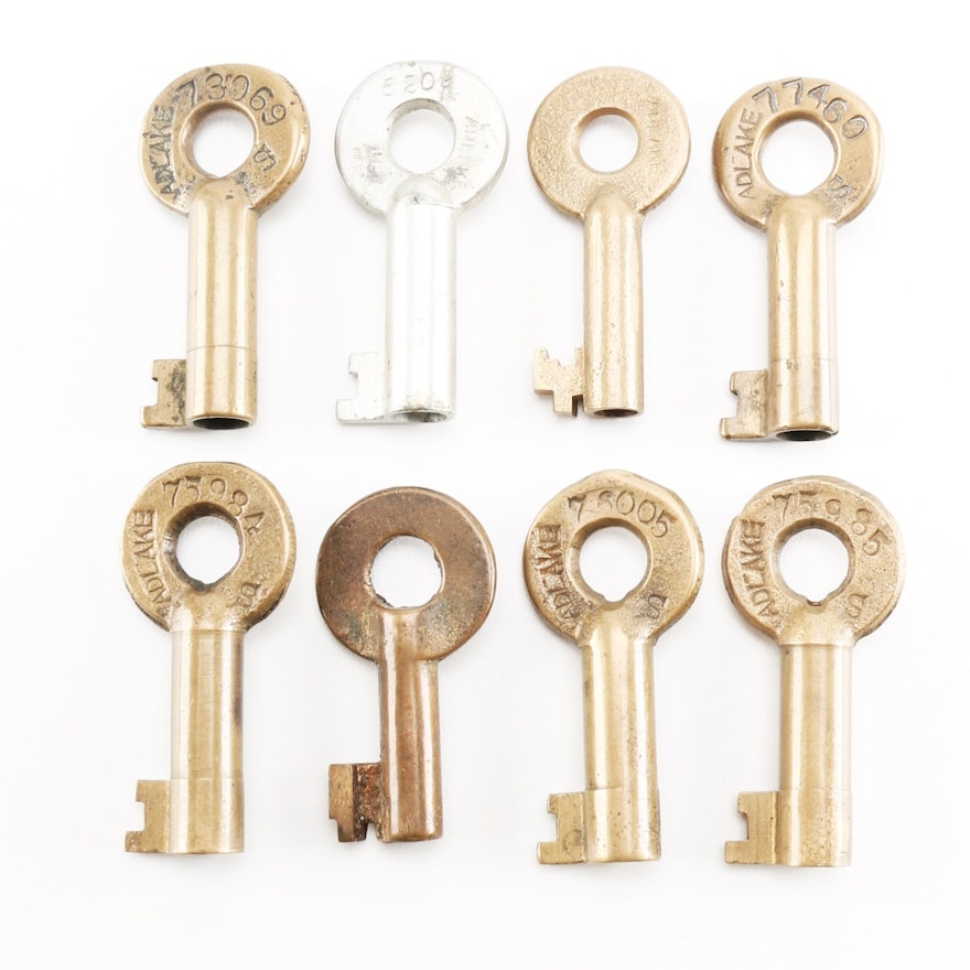 Eight Antique Railroad Switch Lock Keys