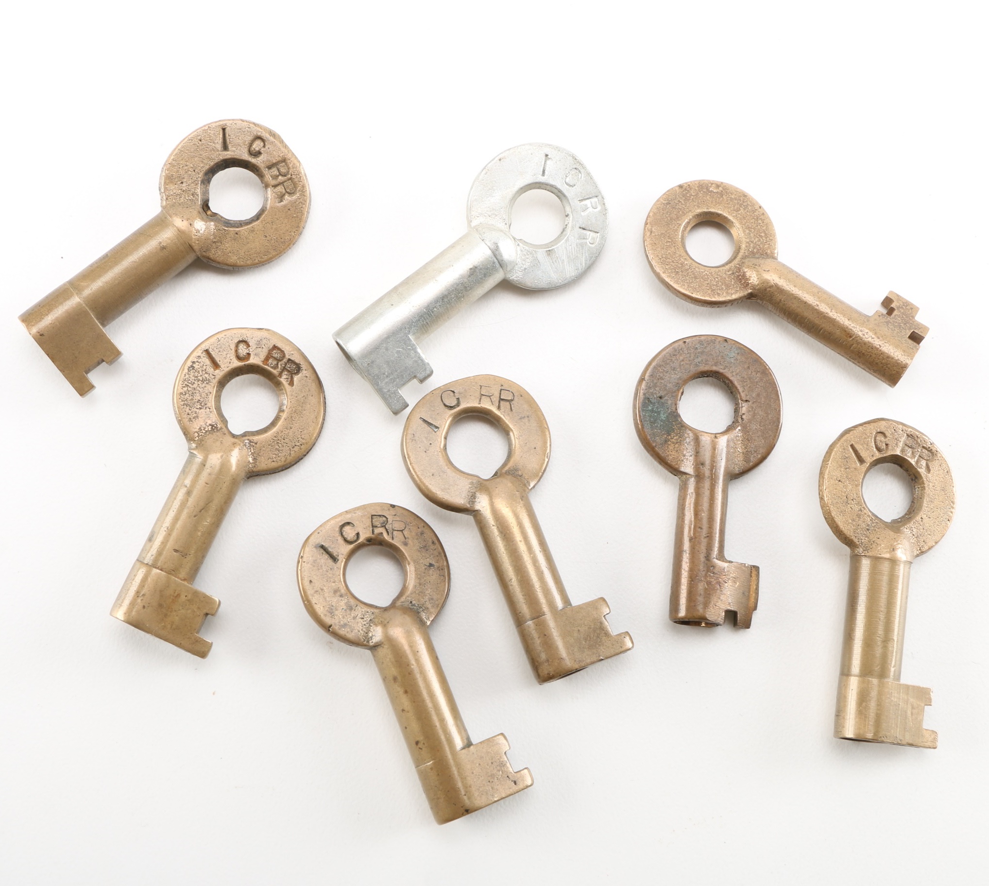 Eight Antique Railroad Switch Lock Keys