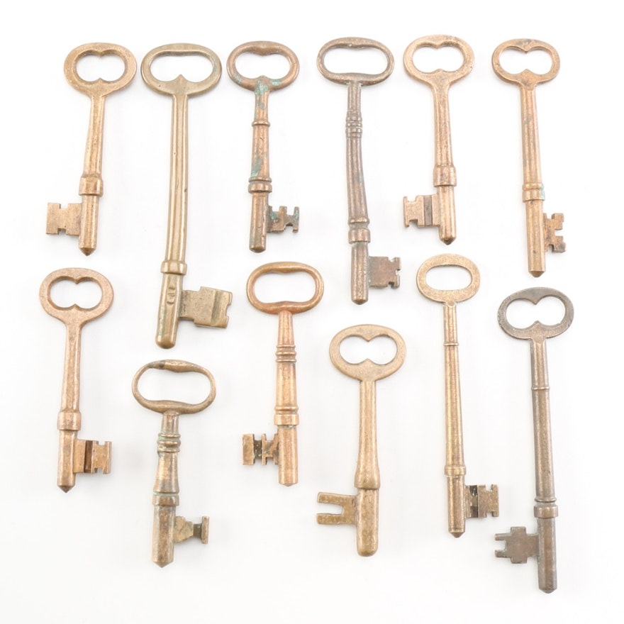 Twelve Antique Skeleton Keys