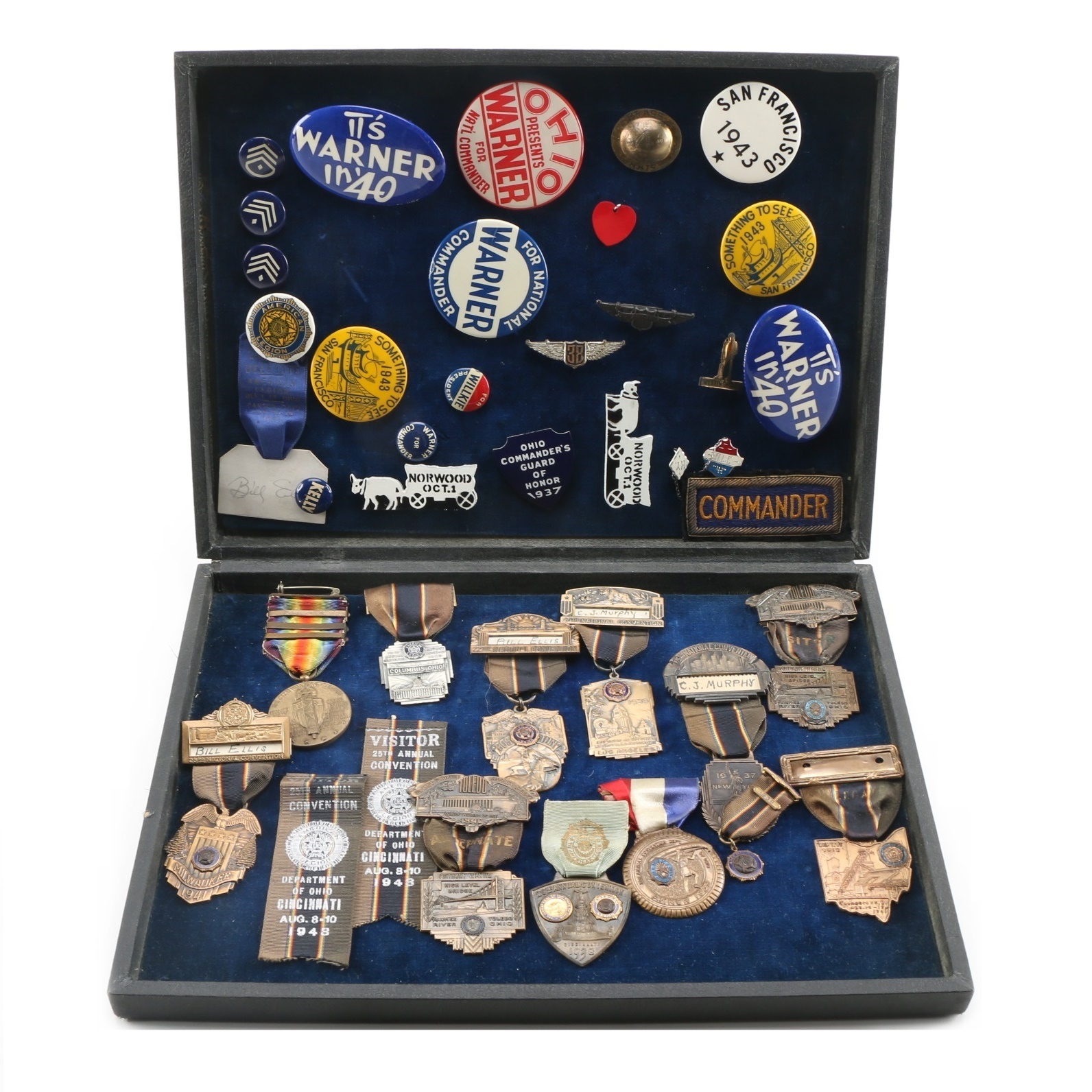 Circa 1937-41 American Legion Convention Pins with Ribbons