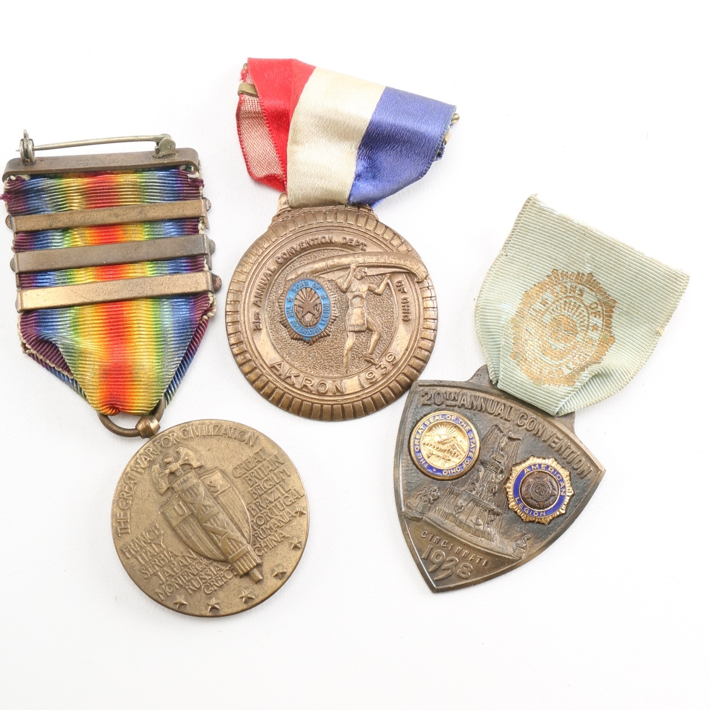 Circa 1937-41 American Legion Convention Pins with Ribbons