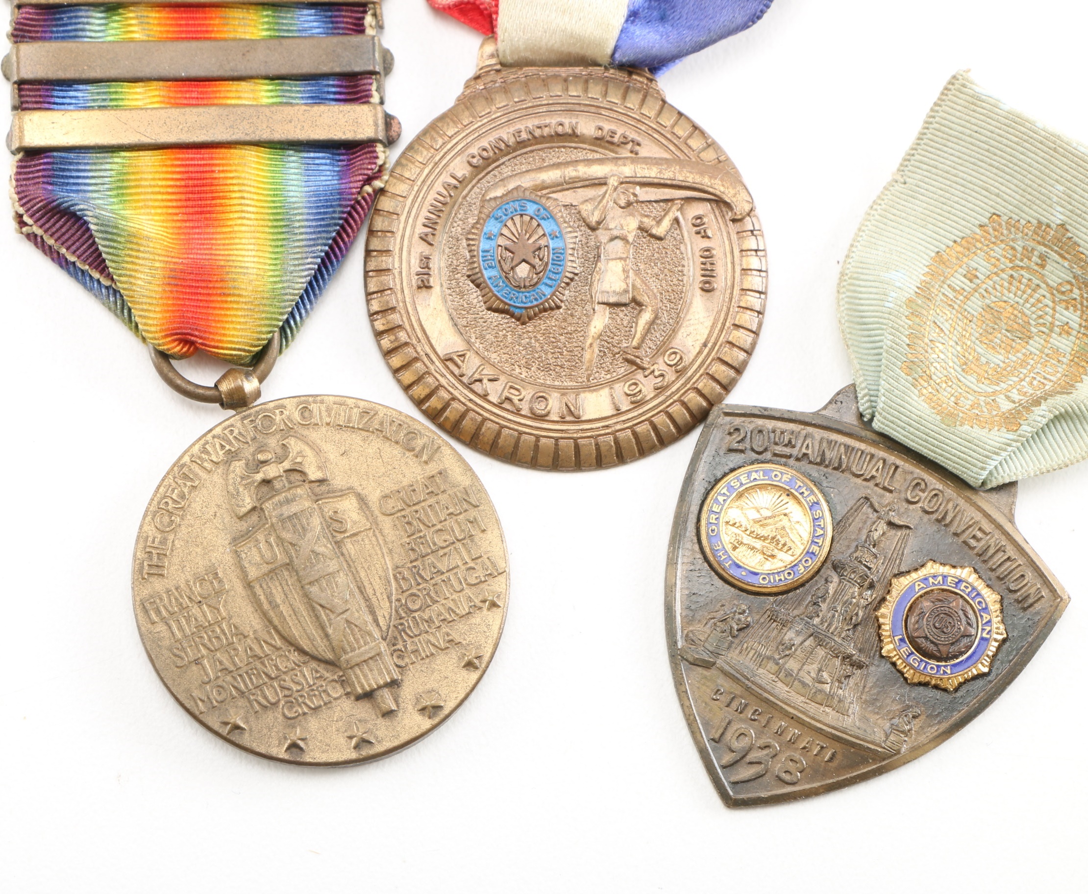 Circa 1937-41 American Legion Convention Pins with Ribbons