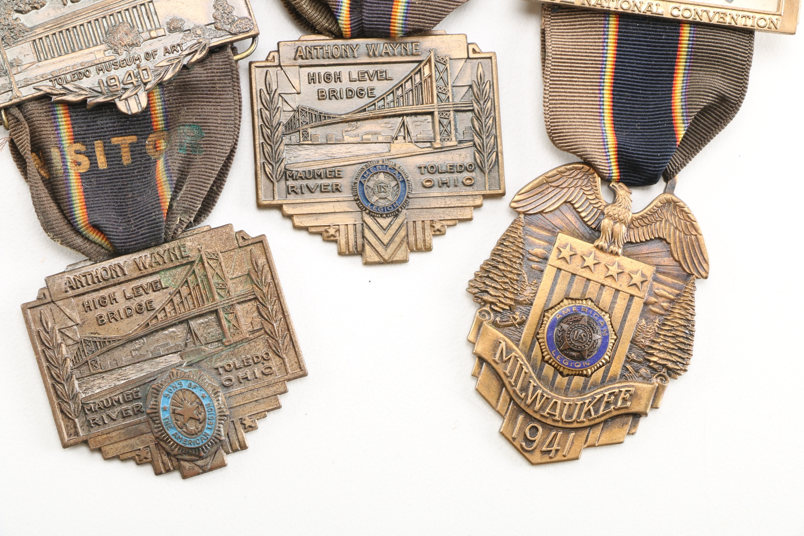 Circa 1937-41 American Legion Convention Pins with Ribbons