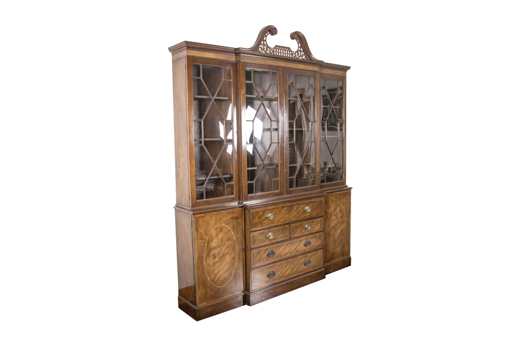 George III Style Mahogany Breakfront Secretaire by Baker