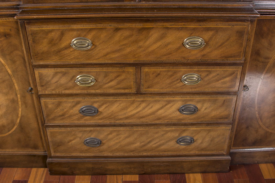 George III Style Mahogany Breakfront Secretaire by Baker