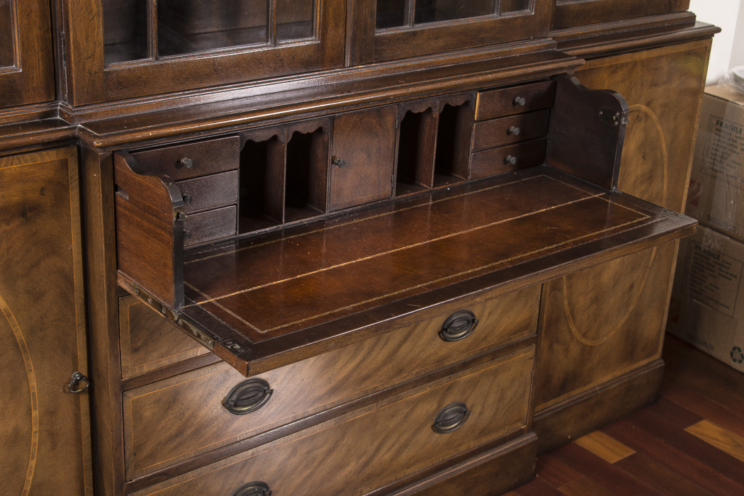 George III Style Mahogany Breakfront Secretaire by Baker