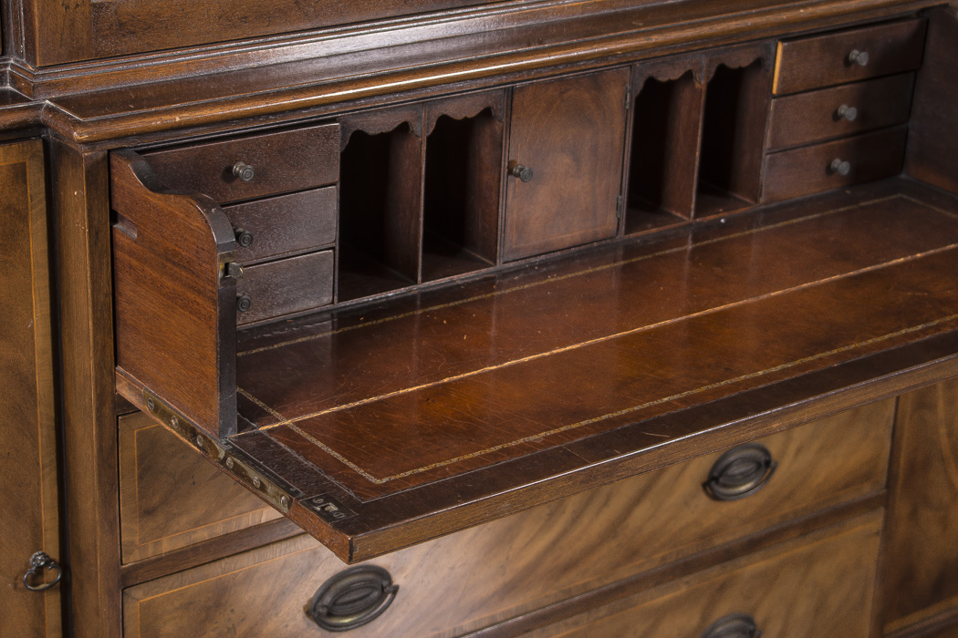 George III Style Mahogany Breakfront Secretaire by Baker