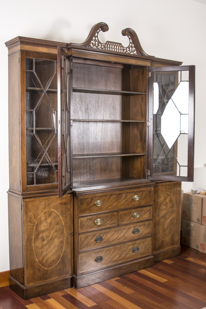 George III Style Mahogany Breakfront Secretaire by Baker