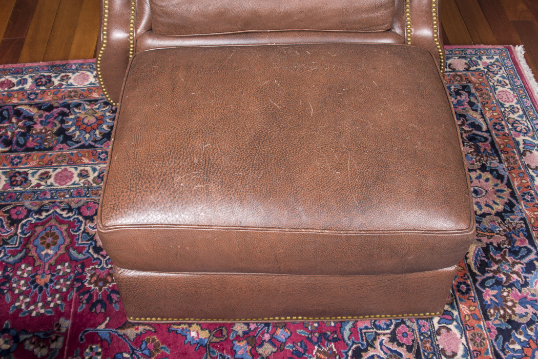 Hancock & Moore Leather Armchair and Ottoman