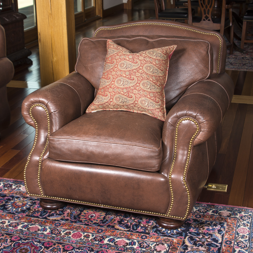 Hancock & Moore Leather Armchair and Ottoman