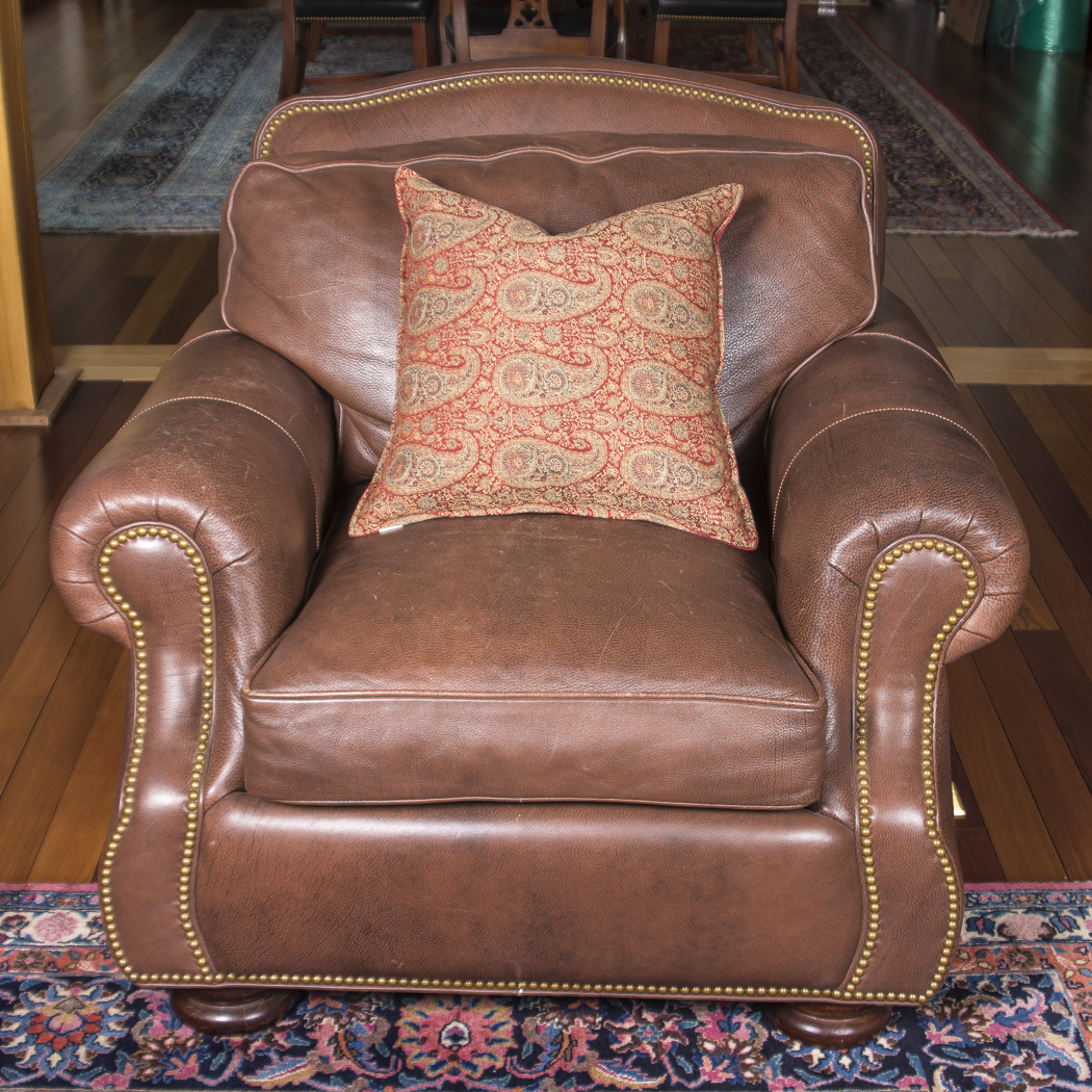 Hancock & Moore Leather Armchair and Ottoman