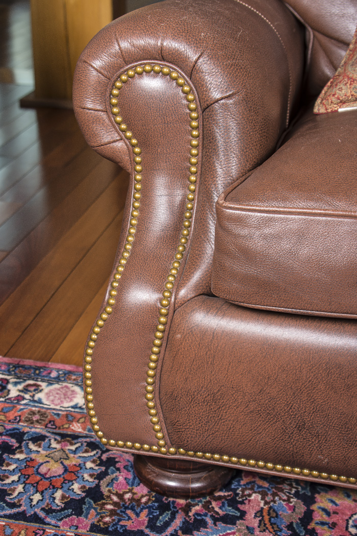 Hancock & Moore Leather Armchair and Ottoman