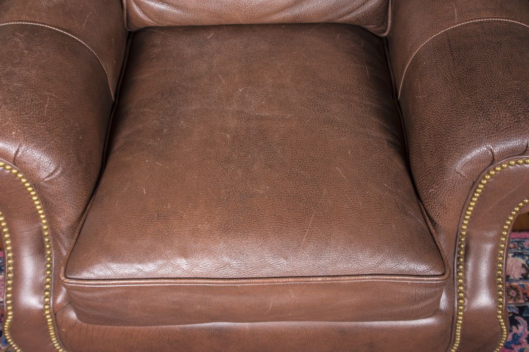 Hancock & Moore Leather Armchair and Ottoman