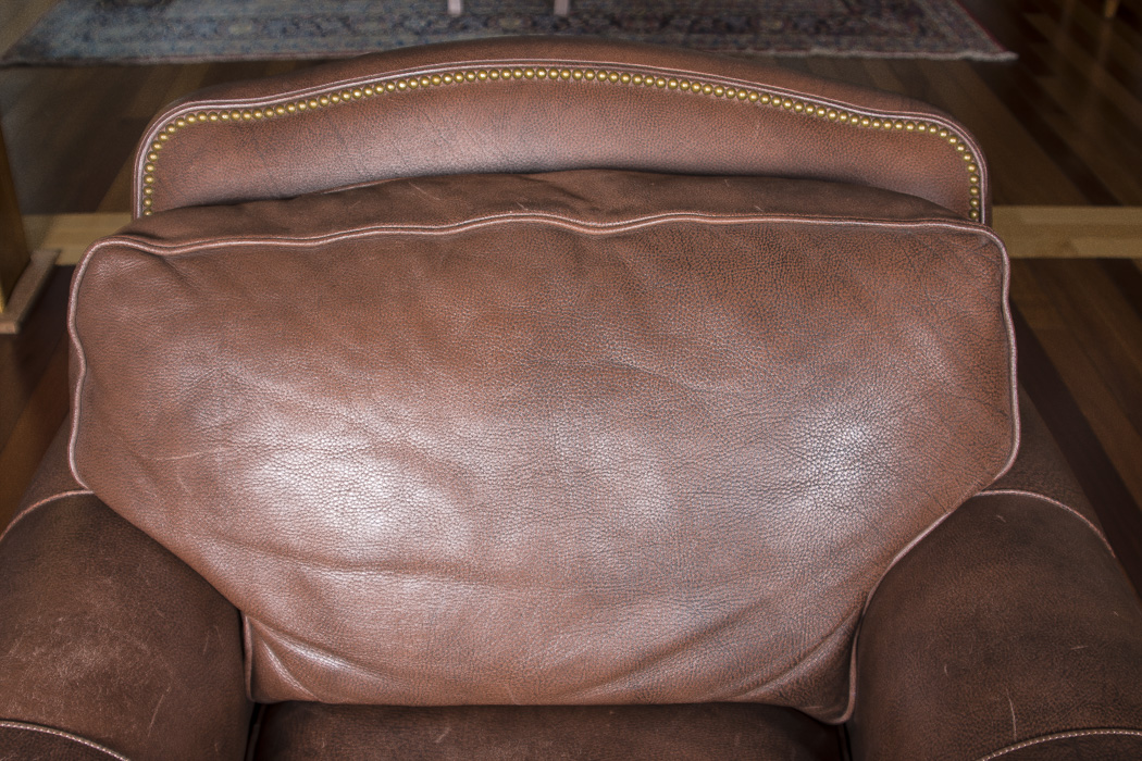 Hancock & Moore Leather Armchair and Ottoman