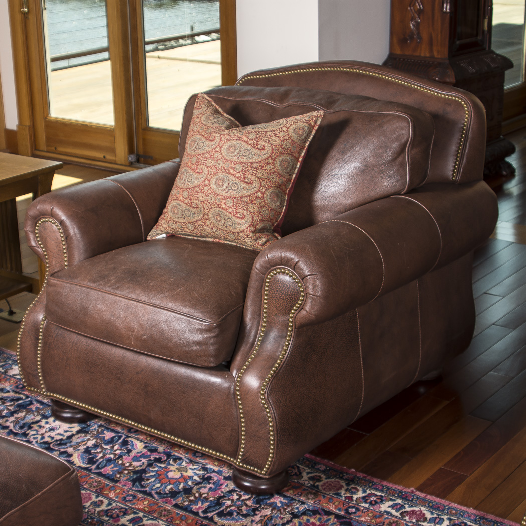 Hancock & Moore Leather Armchair and Ottoman
