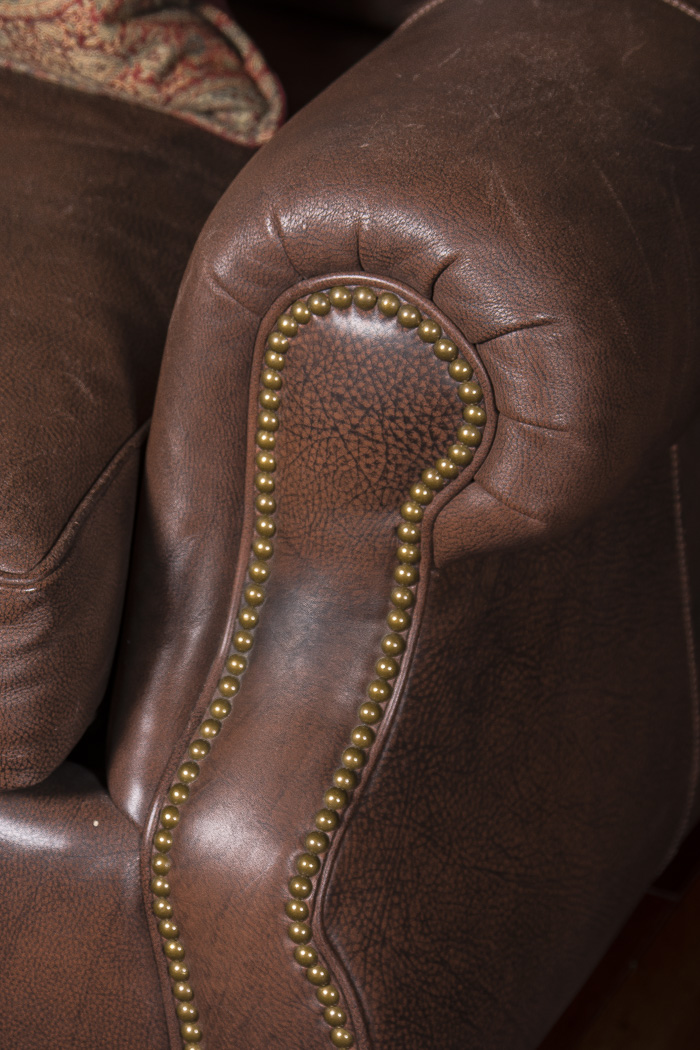 Hancock & Moore Leather Armchair and Ottoman