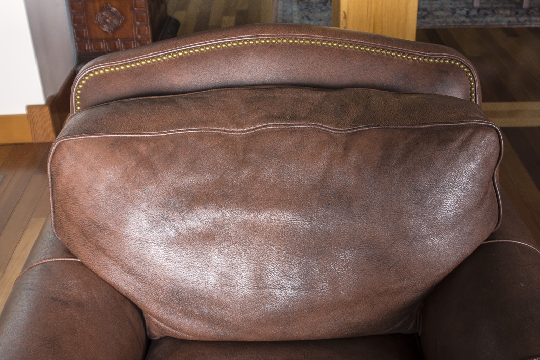 Hancock & Moore Leather Armchair and Ottoman