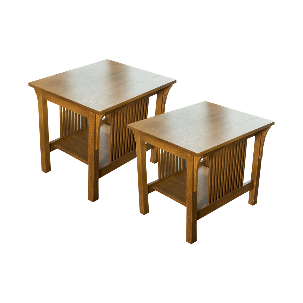 Pair of Stickley Mission Style Oak End Tables