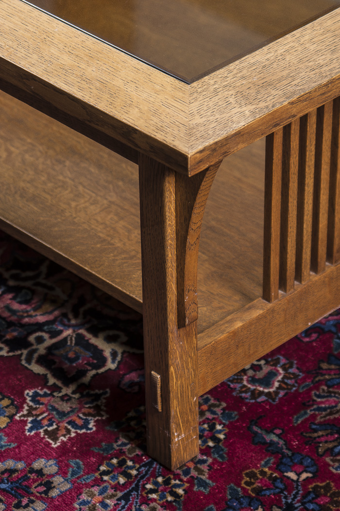 Stickley Mission Style Oak Coffee Table with Glass Top