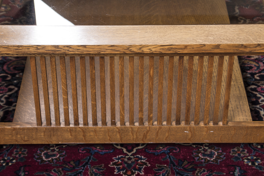 Stickley Mission Style Oak Coffee Table with Glass Top
