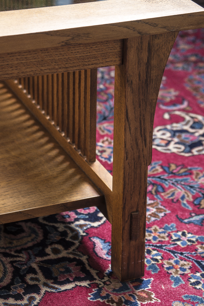 Stickley Mission Style Oak Coffee Table with Glass Top