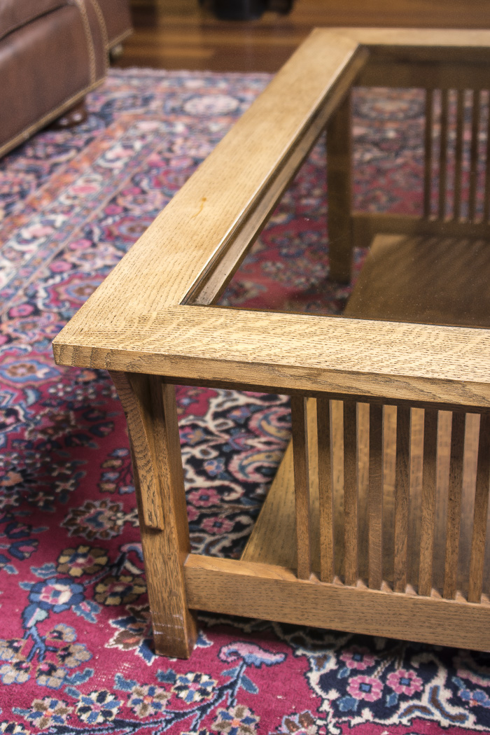Stickley Mission Style Oak Coffee Table with Glass Top